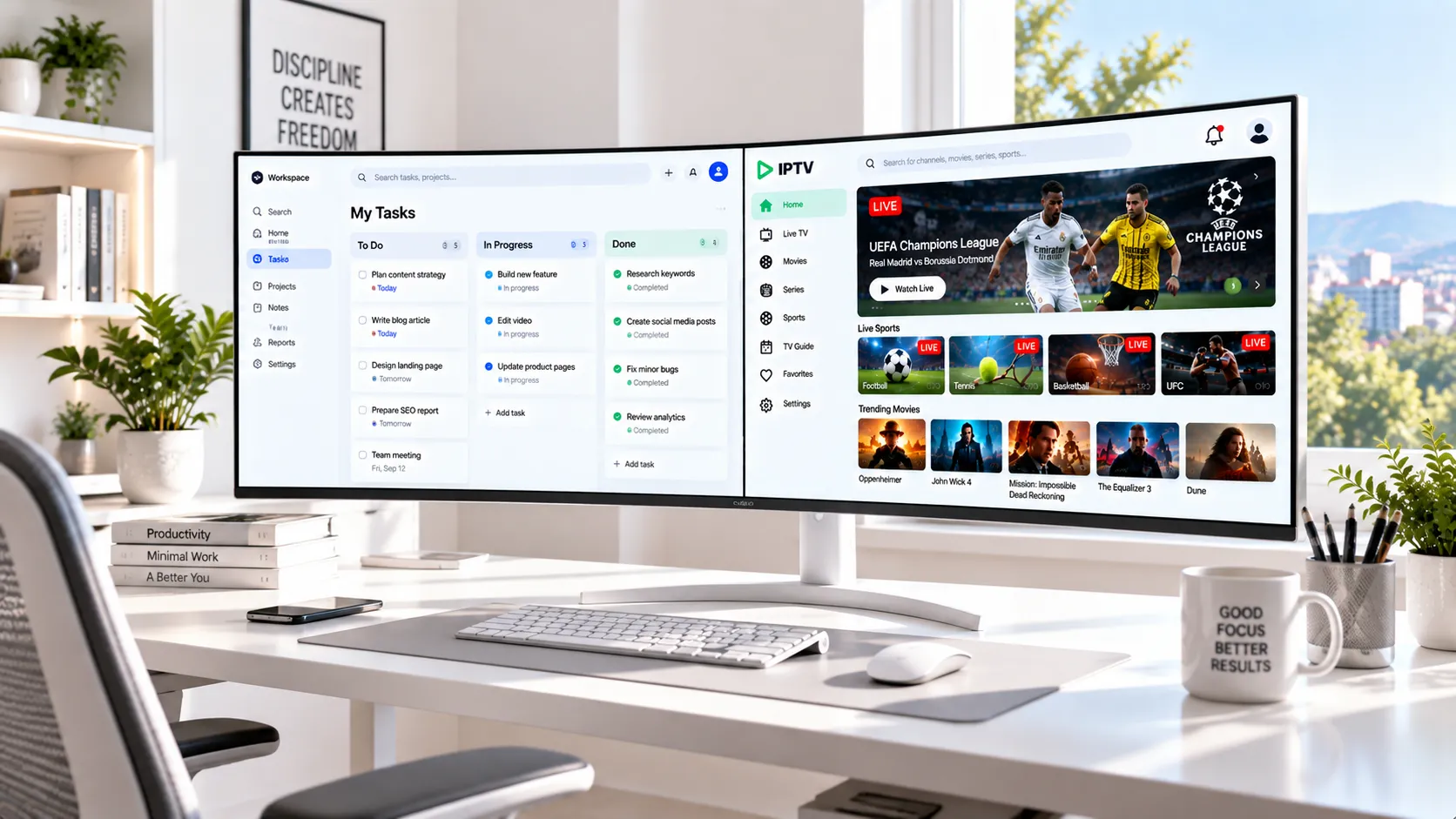 Bildvergleich: IPTV-Stream in HD, 4K UHD und 8K auf modernem Bildschirm