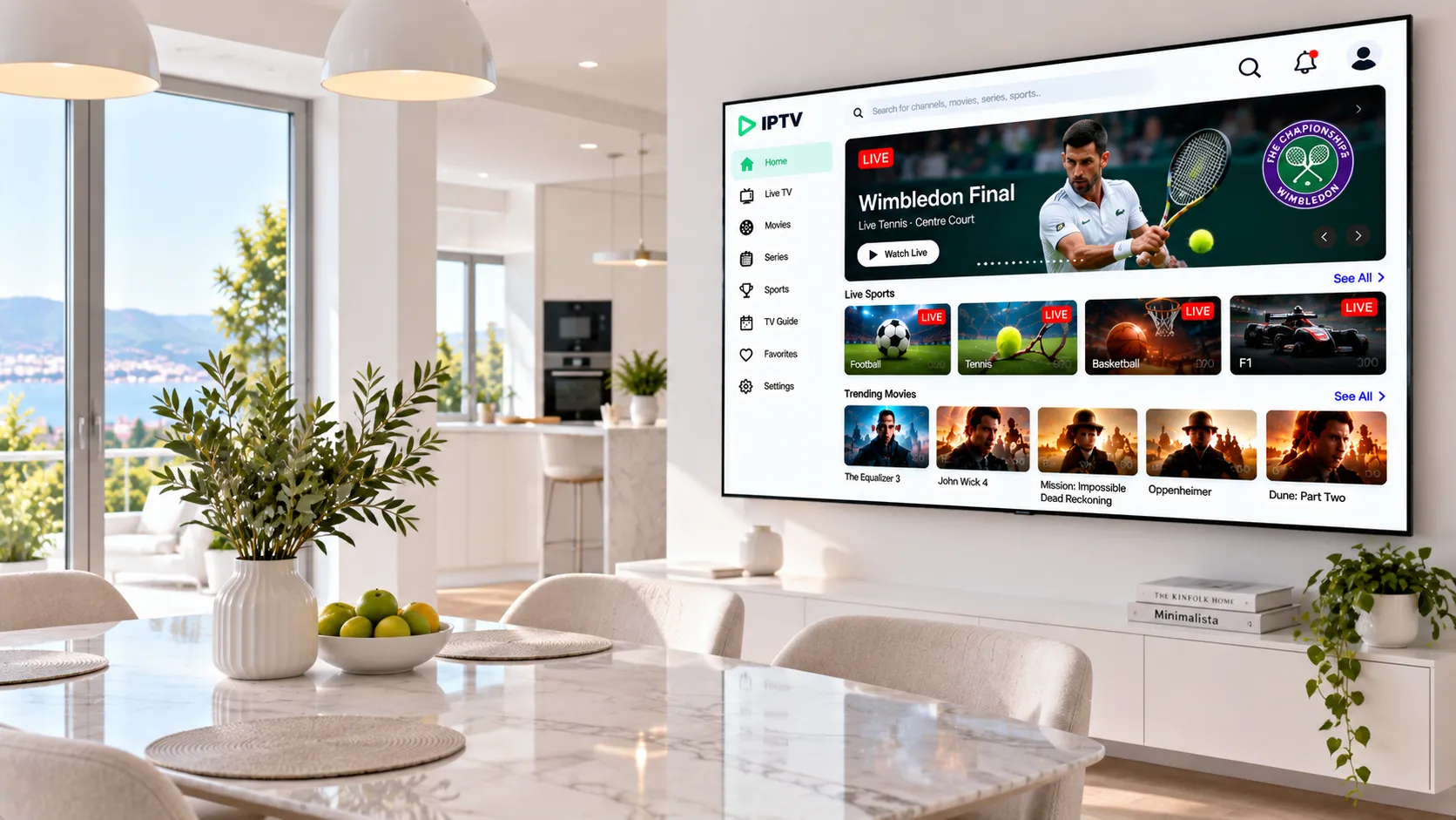 Netzwerkdiagramm: IPTV-Gerät per Ethernet direkt am Router vs. WLAN mit sichtbaren Interferenzquellen